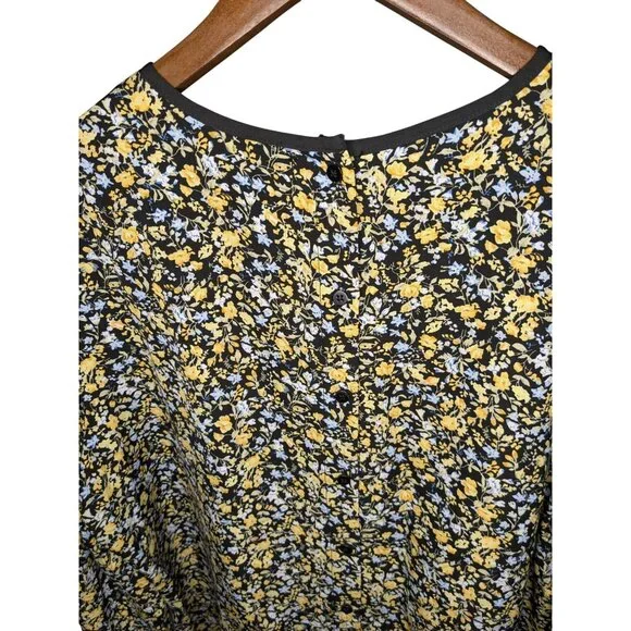 Allegra K Womens Floral Long Sleeve Top XL Black/Yellow/Blue - Picture 2 of 11